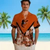 Baltimore Orioles Hawaiian Shirt - Personalized Hibiscus Arrows Orange White - Gift For Men, Women