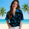 Carolina Panthers Hawaiian Shirt � Personalized Botanical Print Black, Casual Button Down For Men & Women