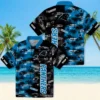 Carolina Panthers Hawaiian Shirt � Personalized Palm Silhouettes Blue, Casual Button Down For Men & Women