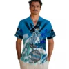 Carolina Panthers Hawaiian Shirt � Personalized Surfing Skeleton Blue, Casual Button Down For Men & Women