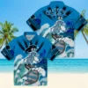 Carolina Panthers Hawaiian Shirt � Personalized Surfing Skeleton Blue, Casual Button Down For Men & Women