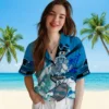 Carolina Panthers Hawaiian Shirt � Personalized Surfing Skeleton Blue, Casual Button Down For Men & Women