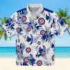 Chicago Cubs Hawaiian Shirt - Personalized Botanical Theme Blue White - Gift For Men, Women