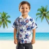 Chicago Cubs Hawaiian Shirt - Personalized Botanical Theme Blue White - Gift For Men, Women