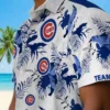 Chicago Cubs Hawaiian Shirt - Personalized Botanical Theme Blue White - Gift For Men, Women