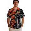 Cincinnati Bengals Hawaiian Shirt � Personalized Palm Silhouettes Orange, Casual Button Down For Men & Women