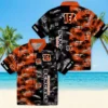 Cincinnati Bengals Hawaiian Shirt � Personalized Palm Silhouettes Orange, Casual Button Down For Men & Women