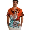 Cincinnati Bengals Hawaiian Shirt � Personalized Surfing Skeleton Orange Blue, Casual Button Down For Men & Women