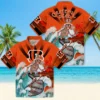 Cincinnati Bengals Hawaiian Shirt � Personalized Surfing Skeleton Orange Blue, Casual Button Down For Men & Women