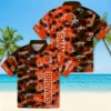 Cleveland Browns Hawaiian Shirt - Personalized Baseball Floral Palm Silhouettes Brown Aloha Shirt