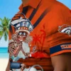 Denver Broncos Hawaiian Shirt - Personalized Baseball Floral Surfing Skeleton Orange Blue Aloha Shirt