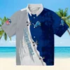 Detroit Lions Hawaiian Shirt - Personalized Edgy Streaks Blue White Aloha Shirt