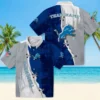 Detroit Lions Hawaiian Shirt - Personalized Edgy Streaks Blue White Aloha Shirt