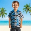Detroit Lions Hawaiian Shirt - Personalized Palm Silhouettes Blue Aloha Shirt