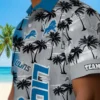Detroit Lions Hawaiian Shirt - Personalized Palm Silhouettes Blue Aloha Shirt