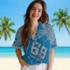 Detroit Lions Hawaiian Shirt - Personalized Star Stripes Blue Aloha Shirt
