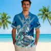 Detroit Lions Hawaiian Shirt - Personalized Surfing Skeleton Blue Aloha Shirt