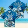 Detroit Lions Hawaiian Shirt - Personalized Surfing Skeleton Blue Aloha Shirt