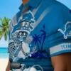 Detroit Lions Hawaiian Shirt - Personalized Surfing Skeleton Blue Aloha Shirt
