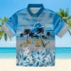 Detroit Lions Hawaiian Shirt - Personalized Tropical Canoe Blue Aloha Shirt
