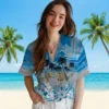 Detroit Lions Hawaiian Shirt - Personalized Tropical Canoe Blue Aloha Shirt