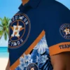 Houston Astros Hawaiian Shirt - Personalized Floral Chevron Blue Aloha Shirt