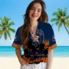 Houston Astros Hawaiian Shirt - Personalized Sunset Pattern Blue Black Aloha Shirt
