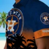 Houston Astros Hawaiian Shirt - Personalized Sunset Pattern Blue Black Aloha Shirt