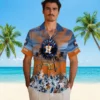 Houston Astros Hawaiian Shirt - Personalized Tropical Canoe Blue Aloha Shirt