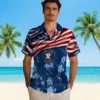 Houston Astros Hawaiian Shirt - Personalized Us Flag Hibiscus Blue Aloha Shirt