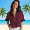 Houston Texans Hawaiian Shirt - Personalized Baseball Floral Botanical Print Red Aloha Shirt