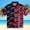 Houston Texans Hawaiian Shirt - Personalized Baseball Floral Palm Silhouettes Blue Aloha Shirt