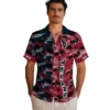 Houston Texans Hawaiian Shirt - Personalized Baseball Floral Palm Silhouettes Blue Aloha Shirt