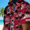 Houston Texans Hawaiian Shirt - Personalized Baseball Floral Palm Silhouettes Blue Aloha Shirt