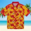 Kansas City Chiefs Hawaiian Shirt - Personalized Baseball Floral Botanical Print Gold Aloha Shirt