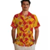 Kansas City Chiefs Hawaiian Shirt - Personalized Baseball Floral Botanical Print Gold Aloha Shirt