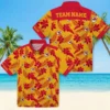 Kansas City Chiefs Hawaiian Shirt - Personalized Baseball Floral Botanical Print Gold Aloha Shirt