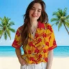 Kansas City Chiefs Hawaiian Shirt - Personalized Baseball Floral Botanical Print Gold Aloha Shirt