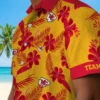Kansas City Chiefs Hawaiian Shirt - Personalized Baseball Floral Botanical Print Gold Aloha Shirt