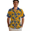 Los Angeles Rams Hawaiian Shirt - Personalized Baseball Floral Botanical Print Orange Aloha Shirt