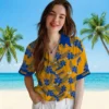 Los Angeles Rams Hawaiian Shirt - Personalized Baseball Floral Botanical Print Orange Aloha Shirt