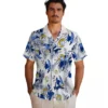 Los Angeles Rams Hawaiian Shirt - Personalized Baseball Floral Botanical Theme Blue White Aloha Shirt