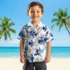 Los Angeles Rams Hawaiian Shirt - Personalized Baseball Floral Botanical Theme Blue White Aloha Shirt