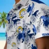 Los Angeles Rams Hawaiian Shirt - Personalized Baseball Floral Botanical Theme Blue White Aloha Shirt