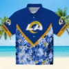Los Angeles Rams Hawaiian Shirt - Personalized Baseball Floral Floral Chevron Blue Aloha Shirt