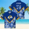 Los Angeles Rams Hawaiian Shirt - Personalized Baseball Floral Floral Chevron Blue Aloha Shirt