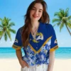 Los Angeles Rams Hawaiian Shirt - Personalized Baseball Floral Floral Chevron Blue Aloha Shirt