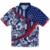 New York Giants Hawaiian Shirt - Personalized Floral Wave Blue White Aloha Shirt