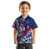 New York Giants Hawaiian Shirt - Personalized Floral Wave Blue White Aloha Shirt