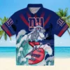 New York Giants Hawaiian Shirt - Personalized Surfing Skeleton Blue Aloha Shirt